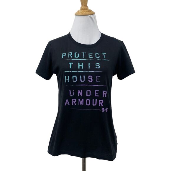 Under Armour T Shirt Womens S Small Black Semi Fitted Protect This House Tee - Picture 1 of 13